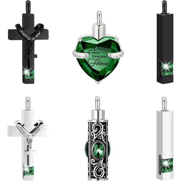 6 Pcs Ashes Necklace Urn Jewelry for Human Ashes Memorial - Men & Women Pendant